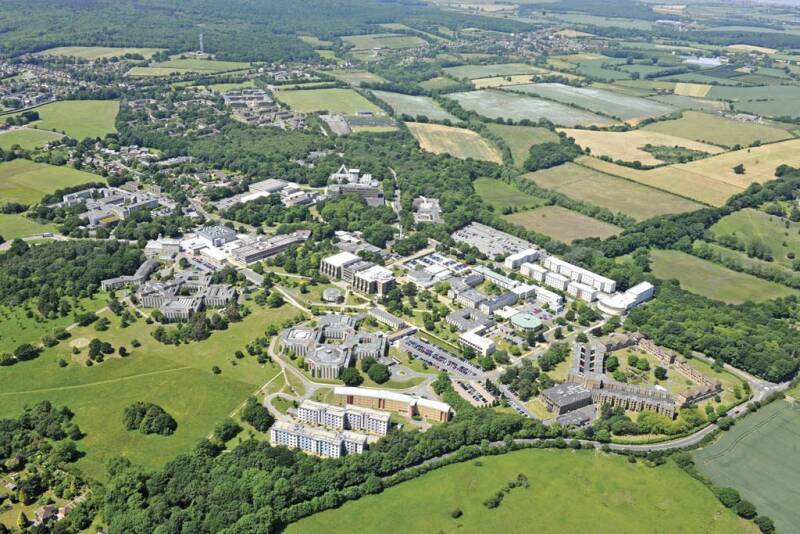 Birds-eye view of Canterbury campus