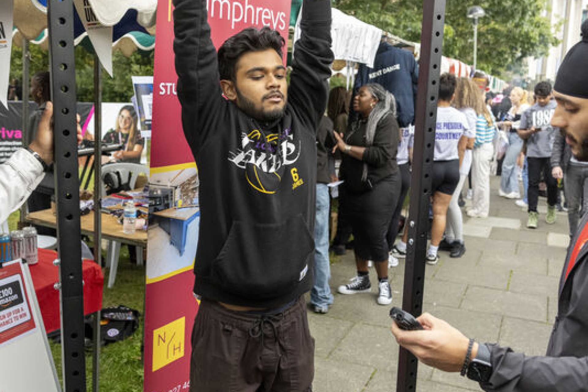 A student working out.