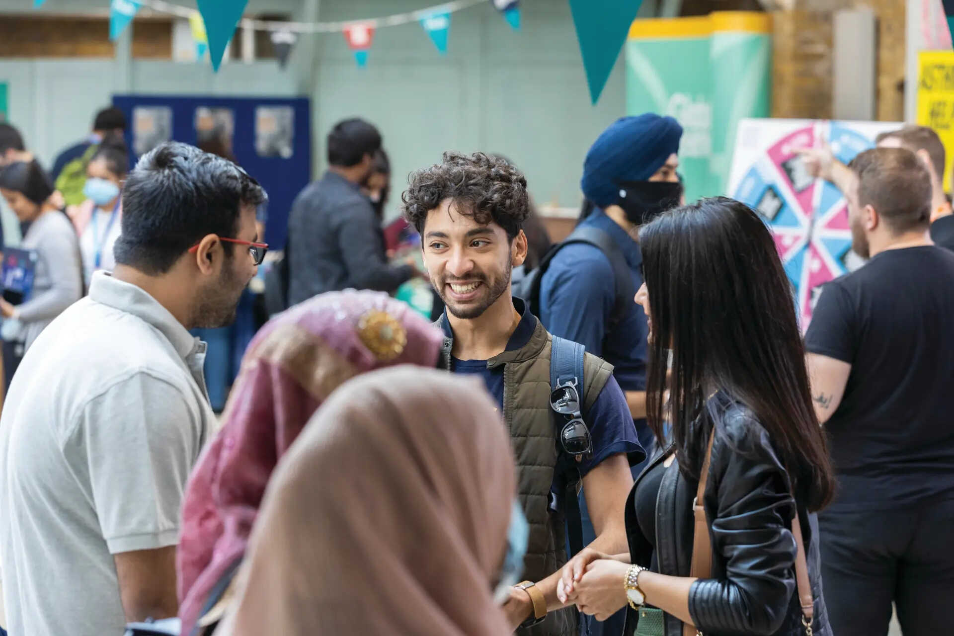 Students chatting in Sibson Atrium